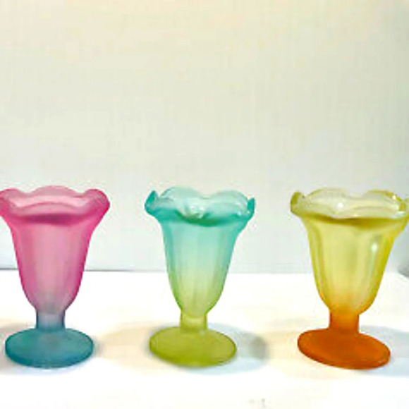 3 Libby kadink frosted ice cream/parfait glasses - Picture 1 of 9